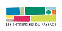 Logo Les Entreprises du Paysage : Couleurs et Formes Logo coloré composé de formes géométriques (rectangles, cercle) représentant le paysage, avec le texte 'LES ENTREPRISES DU PAYSAGE'.